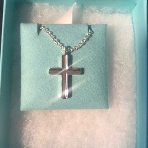 Tiffany sterling silver cross necklace